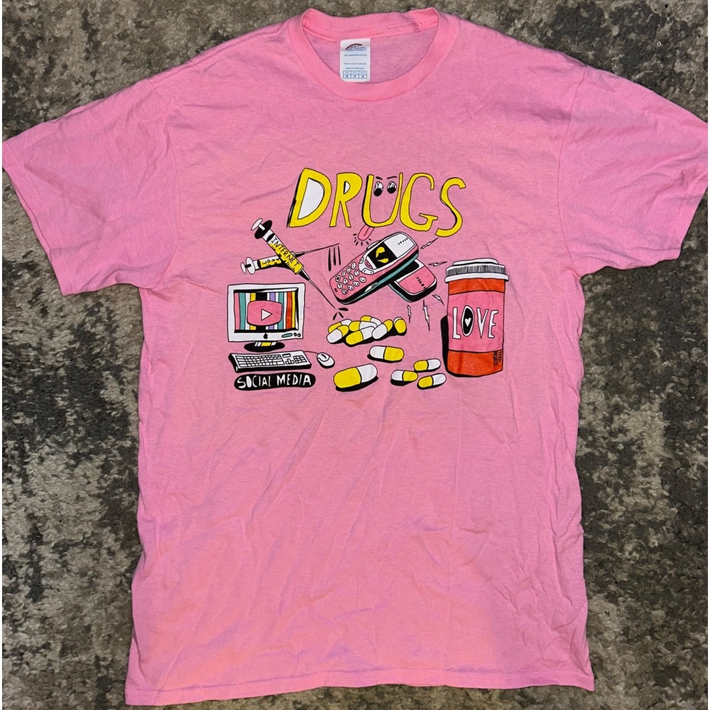 DRUGS pink addictions shirt